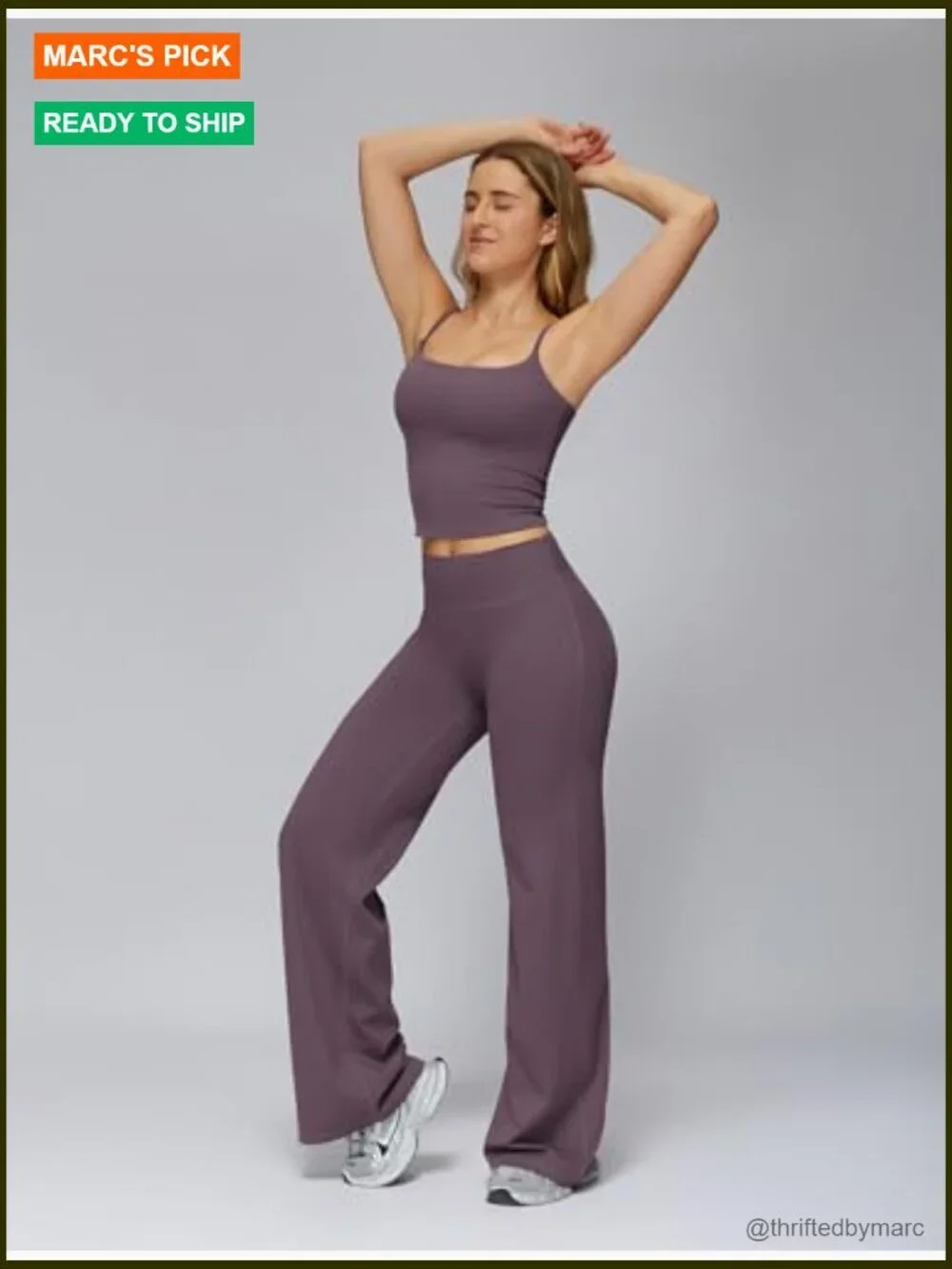 Women's Workout Set Spaghetti Strap Crop Top Straight Leg Pants